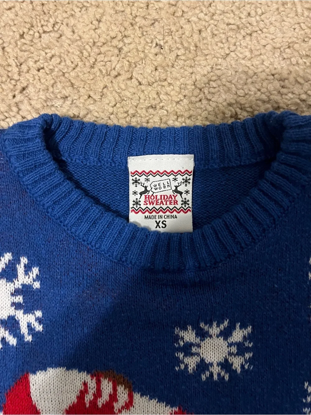 Blue Holiday Sloth Knit Sweater- excellent condition